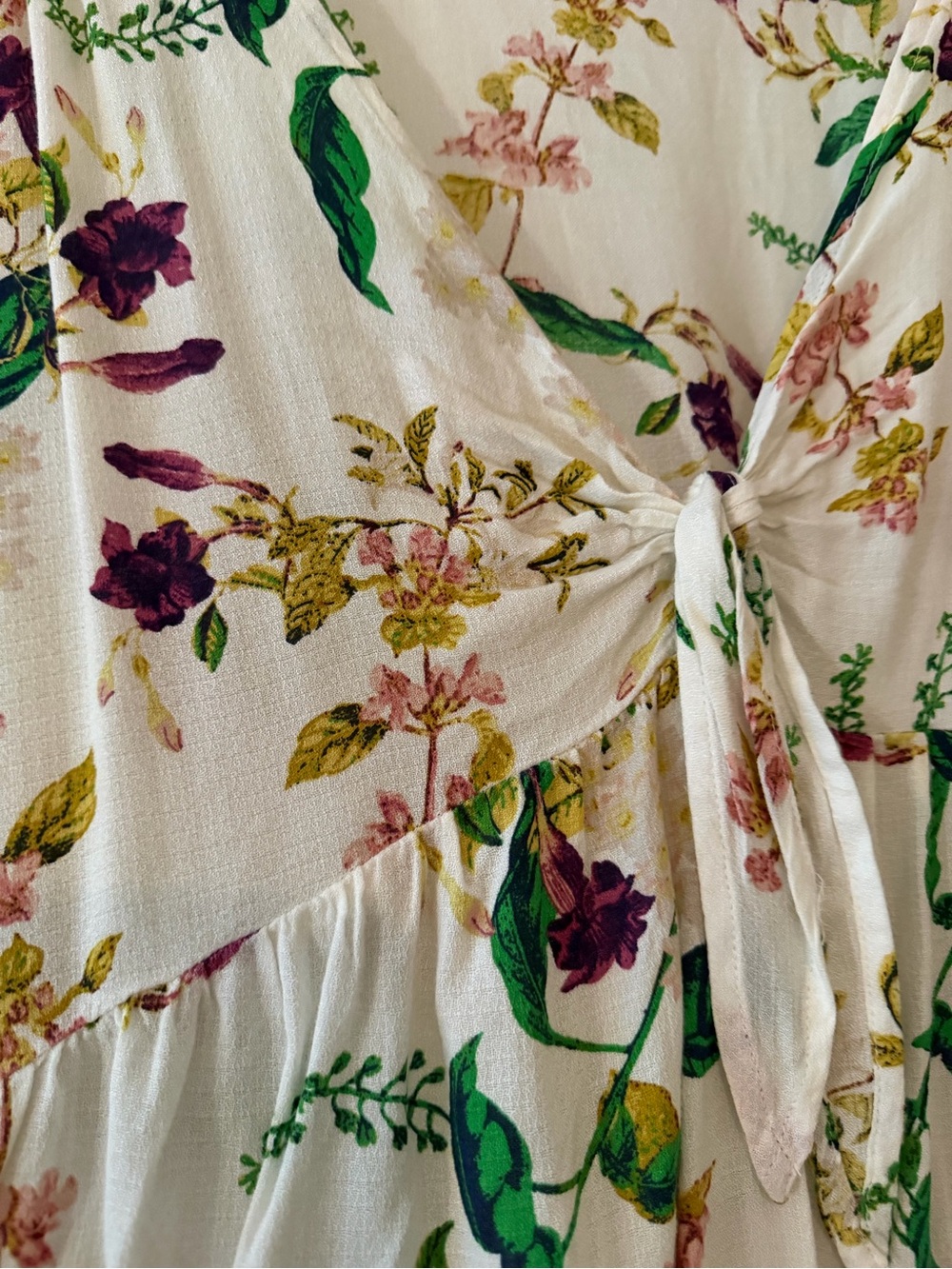 Lucky Brand Cream Blouse with Green & Purple Floral Print - Picture 2 of 3